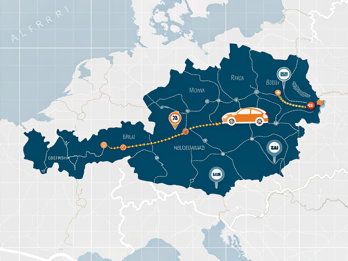 Mautsysteme Karte Deutschland und Österreich